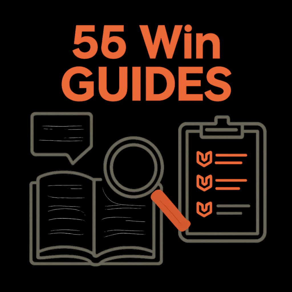 Diagram explaining features of 55 Win Guides.