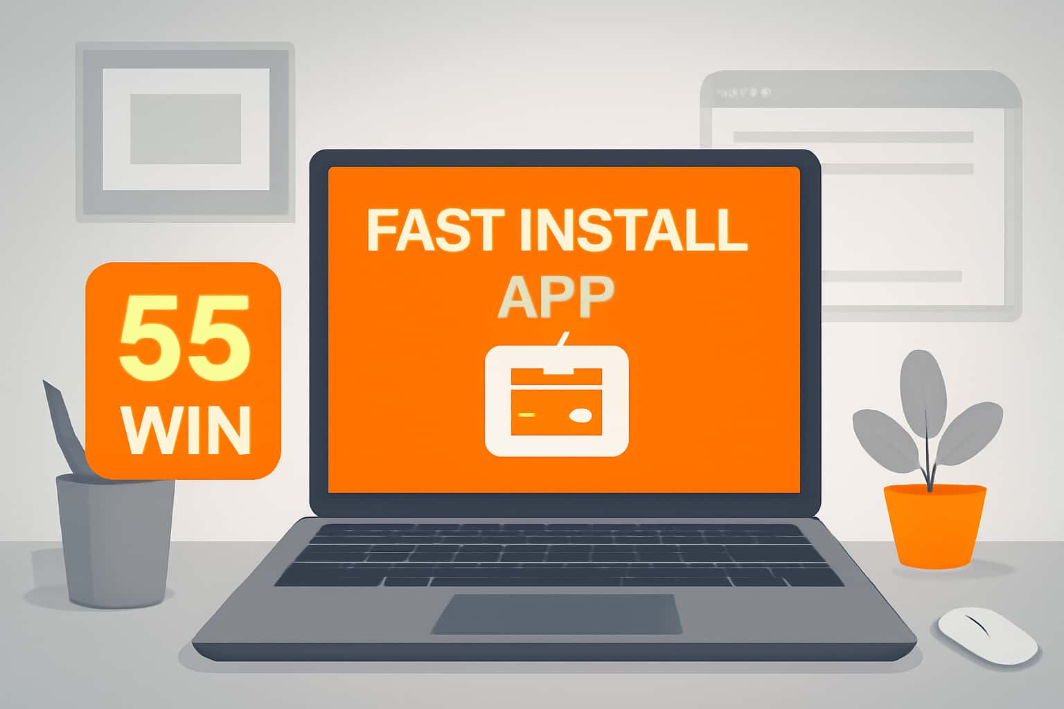 Visual representation of Fast Install 55 Win App with emphasis on app accessibility.