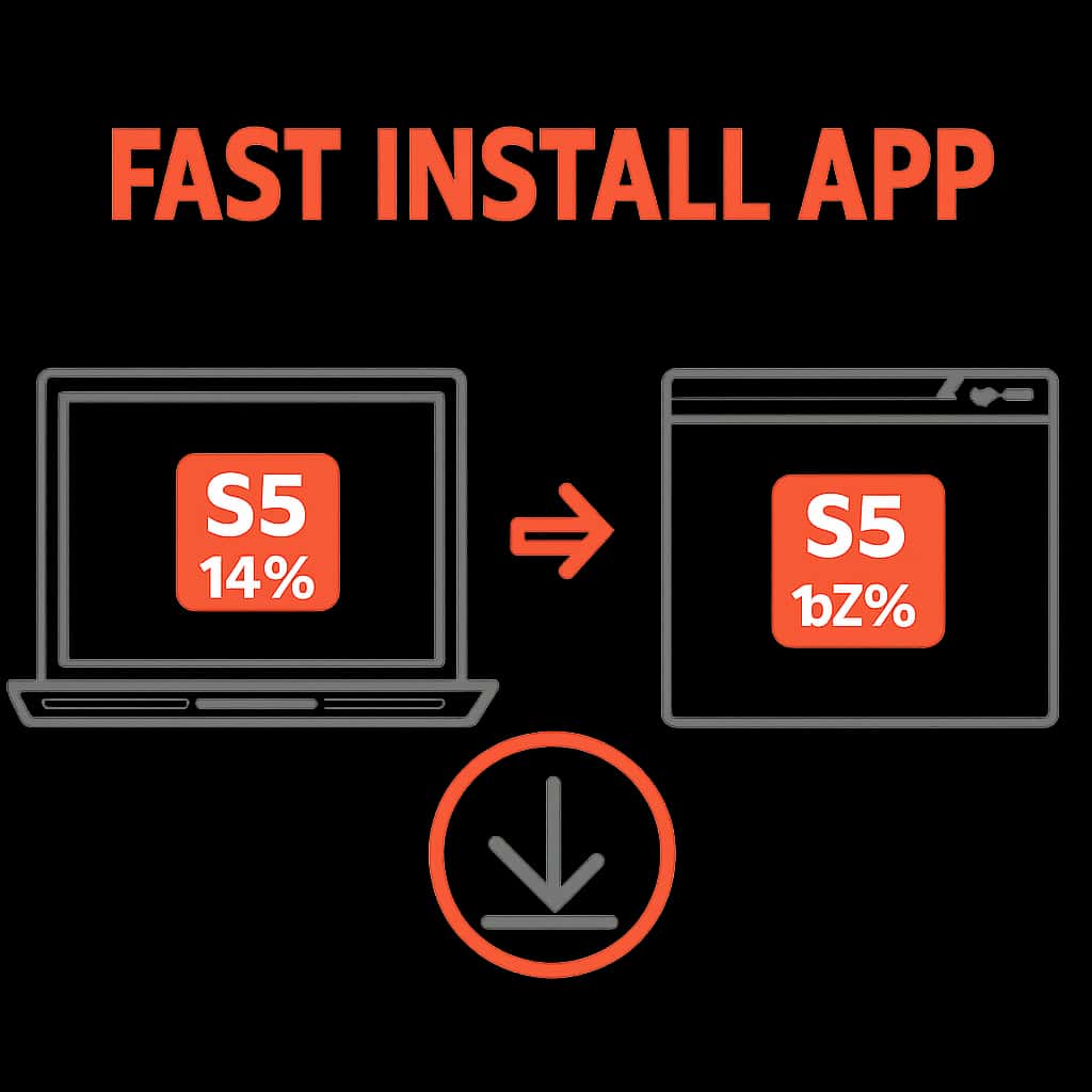 Illustration detailing installation steps for Fast Install 55 Win App.