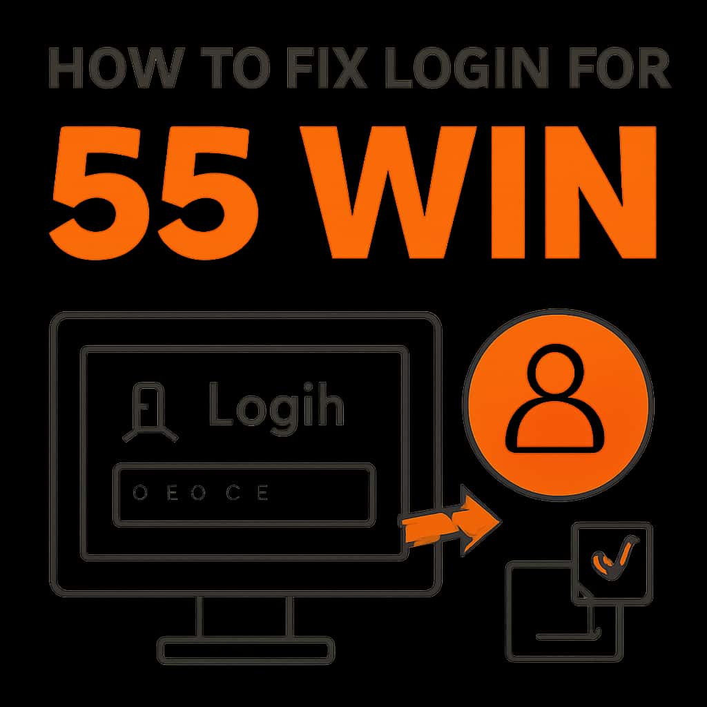 Diagram illustrating key steps for fixing login issues with 55 Win.