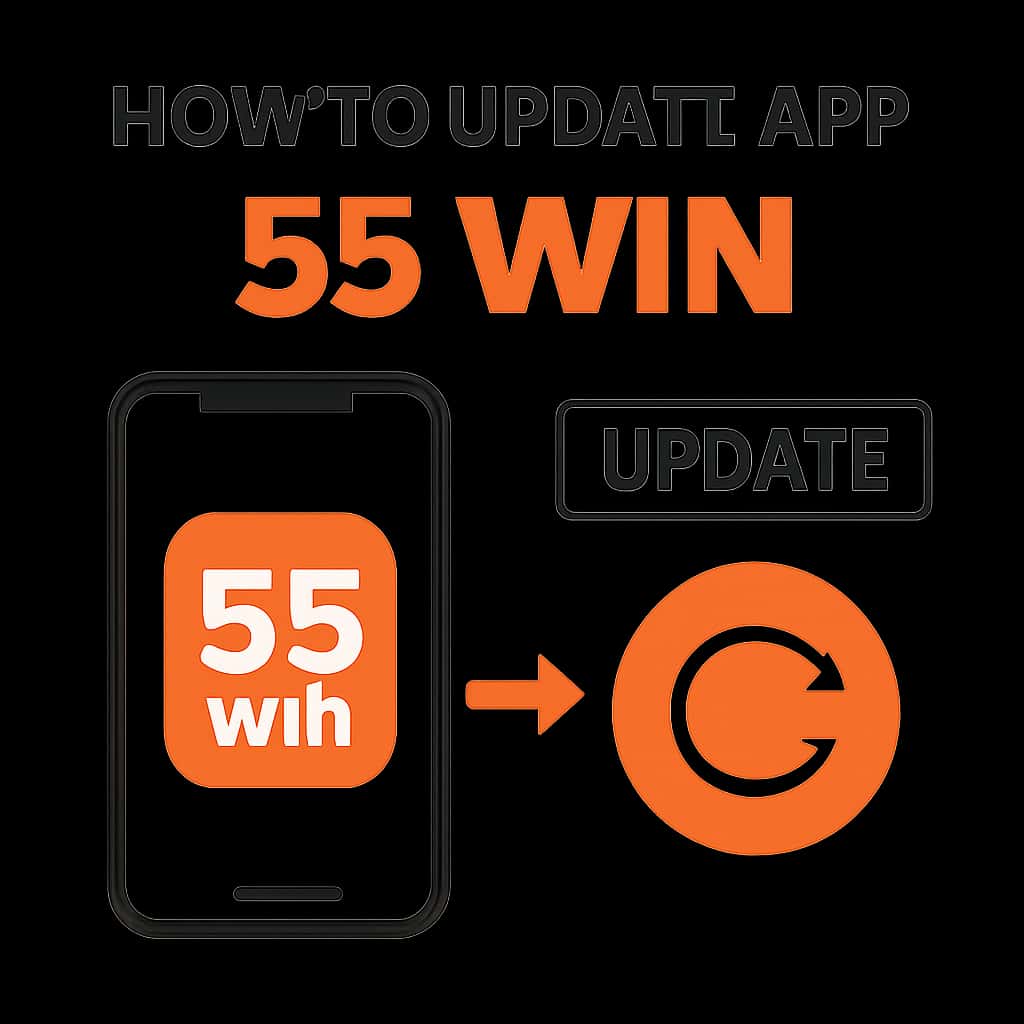 Diagram illustrating the update process of the 55 Win app.