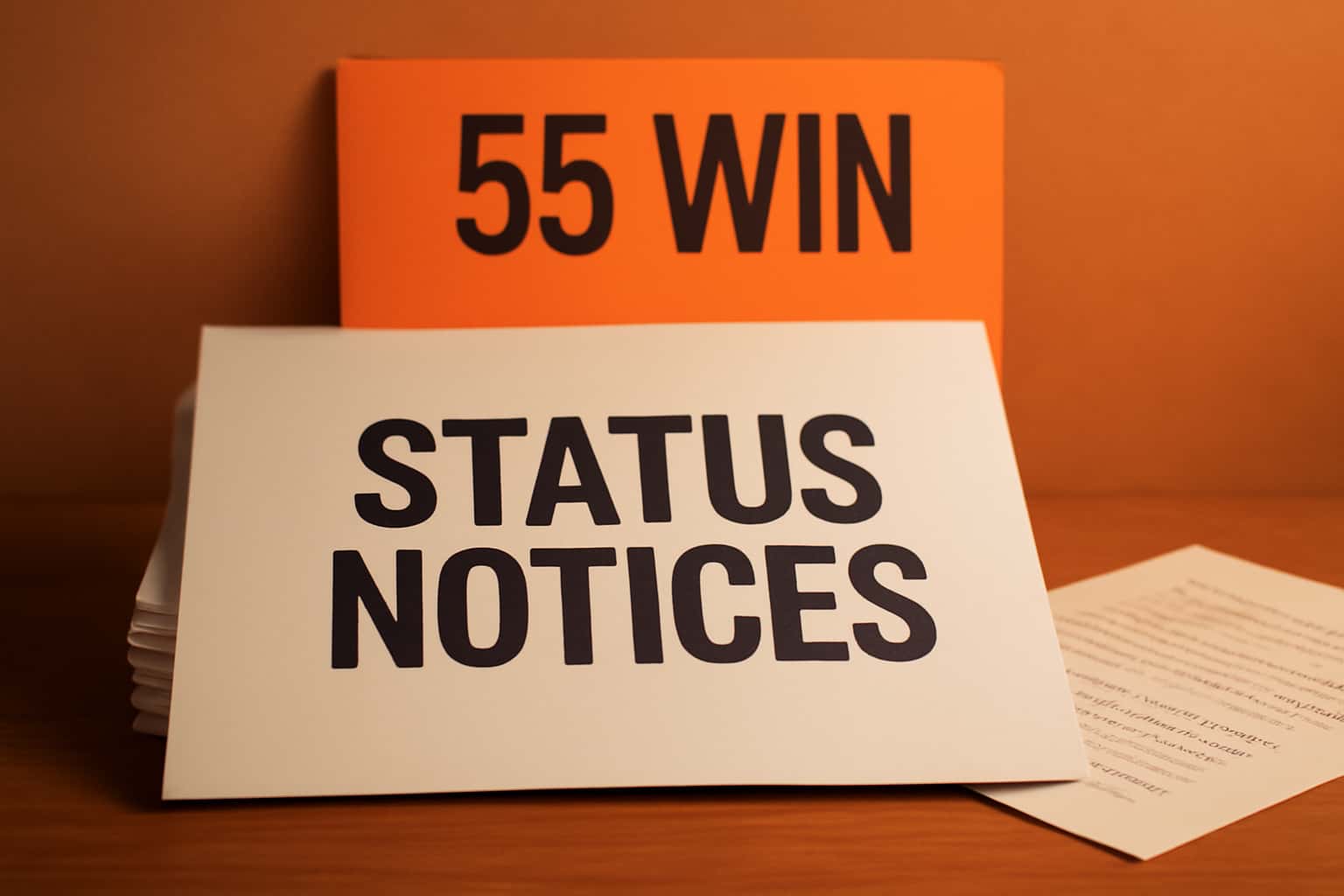 An informative visual representation of 55 Win Status Notices.