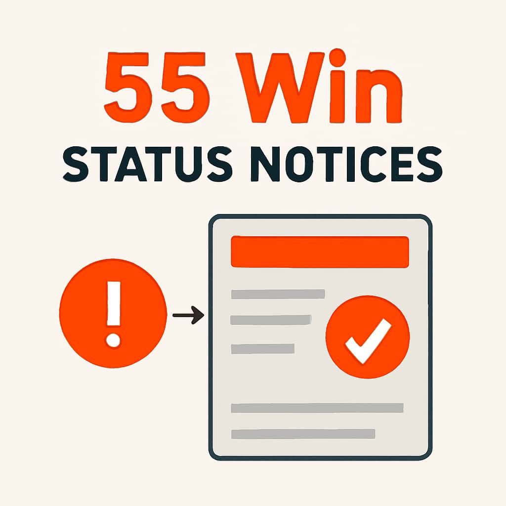 An educational diagram about 55 Win Status Notices.