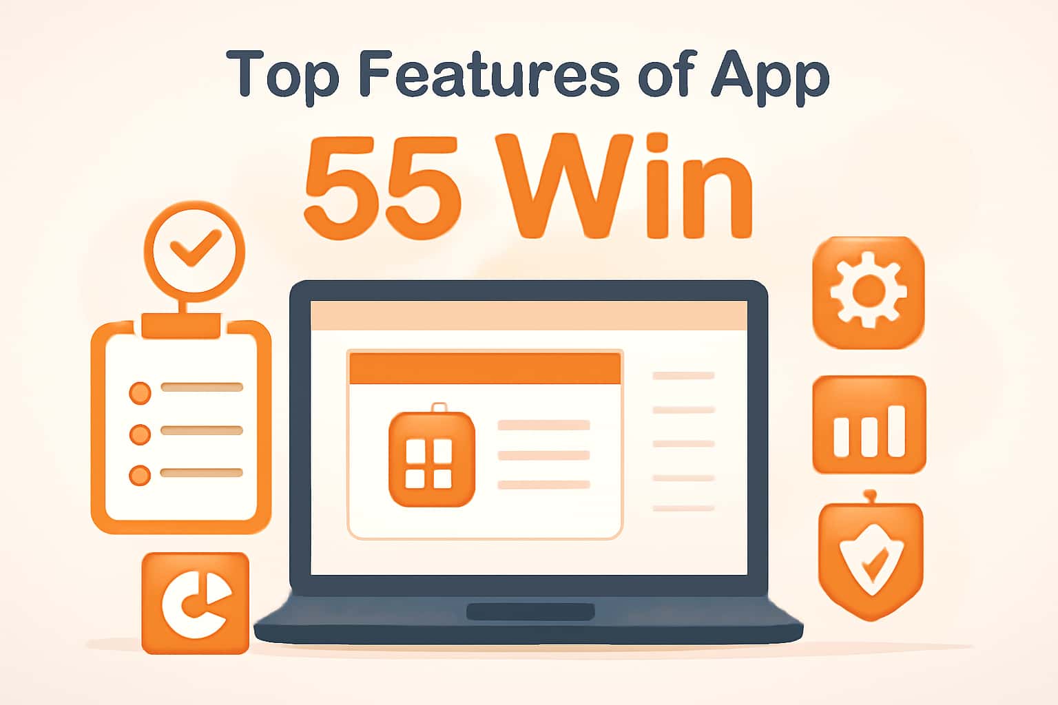 A futuristic representation of the 55 Win App's features.