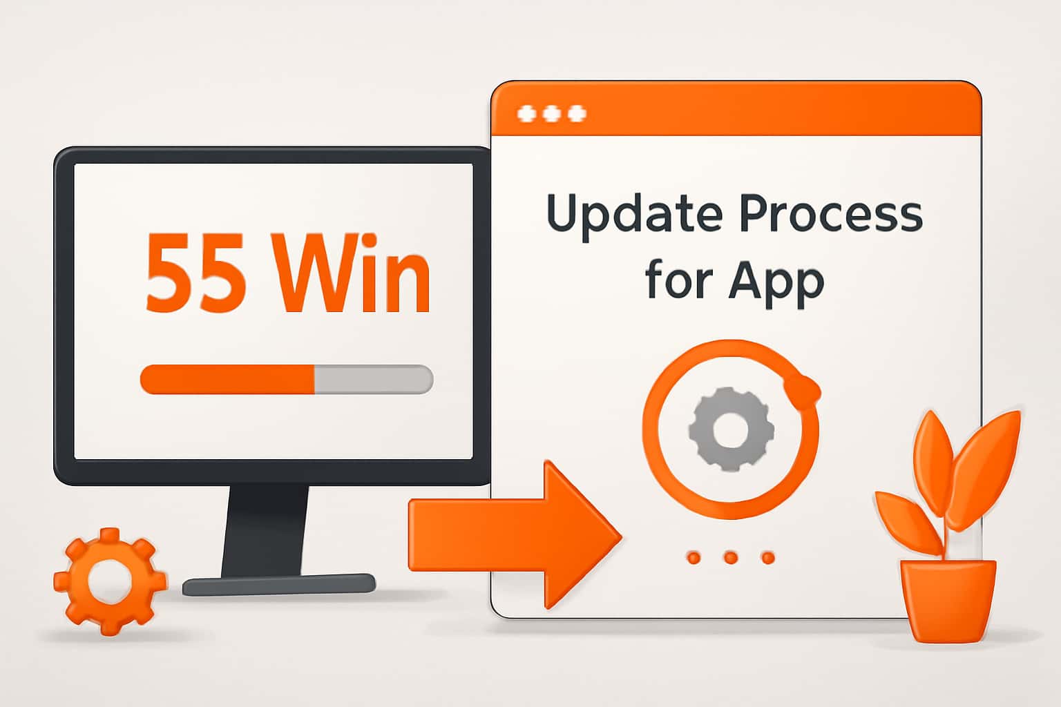 Image representing the update process for the 55 Win App with futuristic design elements.