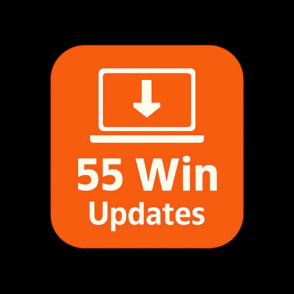 A badge design symbolizing 55 Win Updates.